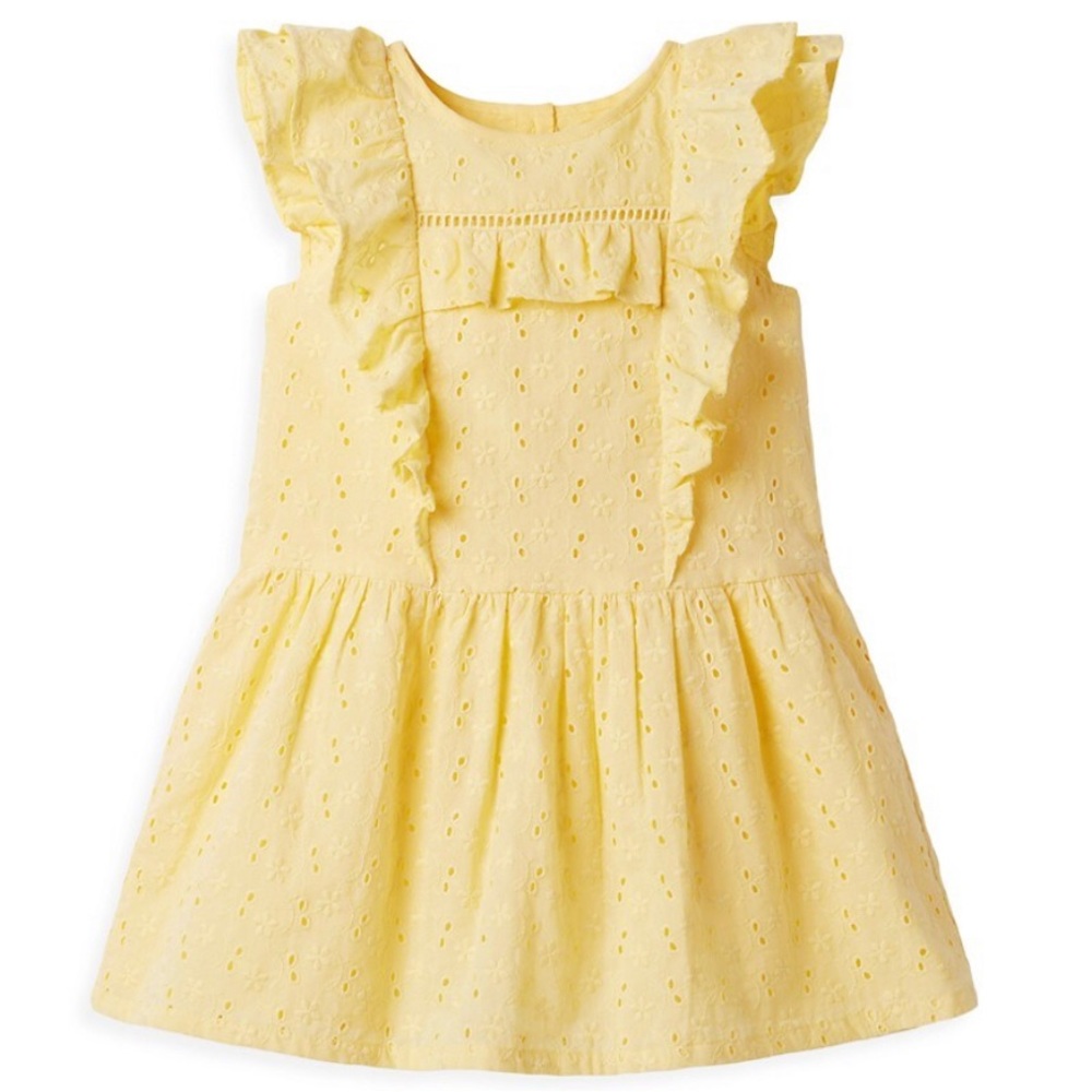 NEW Janie & Jack 6-12 Month Yellow Eyelet Dress with Bloomers